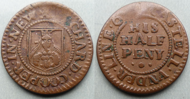 Newcastle-under-Lyme, Richard Cooper 1665 halfpenny Newcastle-under-Lyme, Richard Cooper 1665 halfpenny